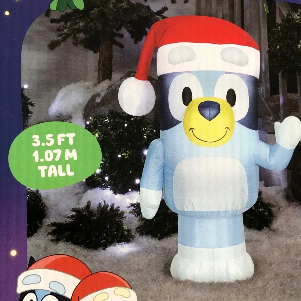 BLUEY In Santa Hat 3.5ft Inflatable Holiday Light